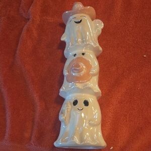 Ceramic Ghosts with Orange and Cream Accents